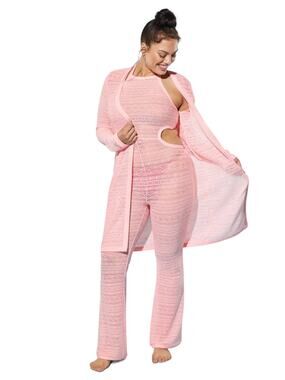 Yitty Knit Slip Long B* I'm Blushin Pink Cardigan Sweater